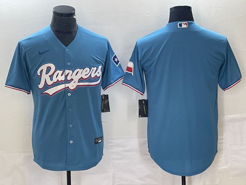 Men Texas Rangers Blank Light Blue Game Nike 2023 MLB Jersey style 1